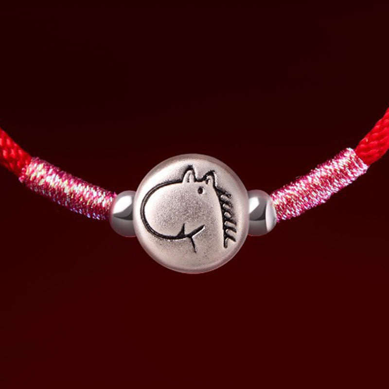 Buddha Stones Jaar van het Paard 999 Sterling Zilveren Armband met Rood Koord - image 14