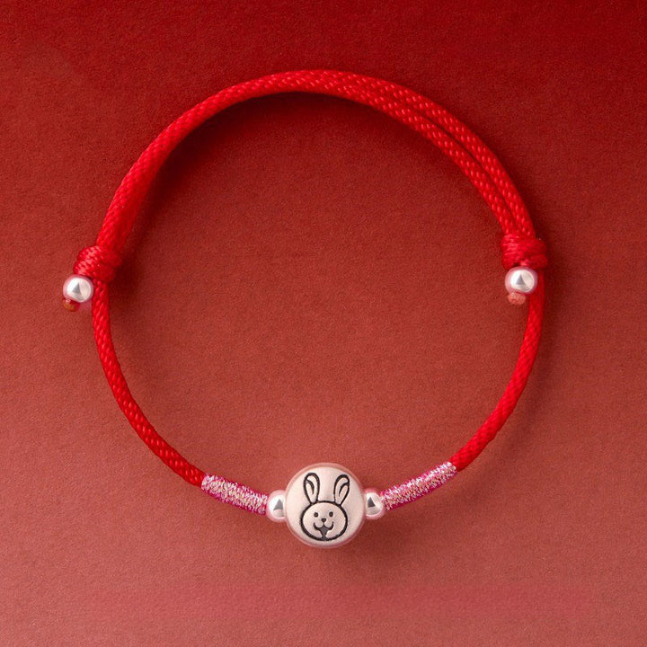 Buddha Stones Jaar van het Paard 999 Sterling Zilveren Armband met Rood Koord - Konijnenkoord (Polsomtrek: 14-18 cm) - image 23