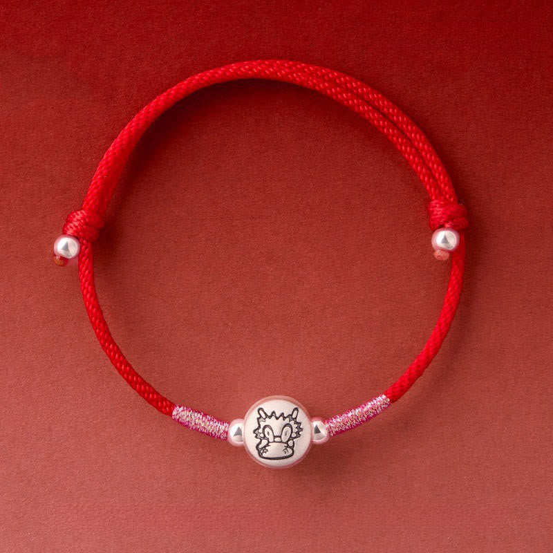 Buddha Stones Jaar van het Paard 999 Sterling Zilveren Armband met Rood Koord - Drakenrode armband (Polsomtrek: 14-18 cm) - image 25
