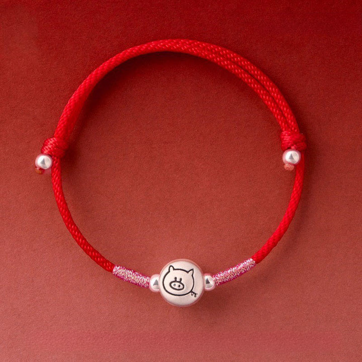 Buddha Stones Jaar van het Paard 999 Sterling Zilveren Armband met Rood Koord - Rood varkentje met touwtje (Polsomtrek: 14-18 cm) - image 37