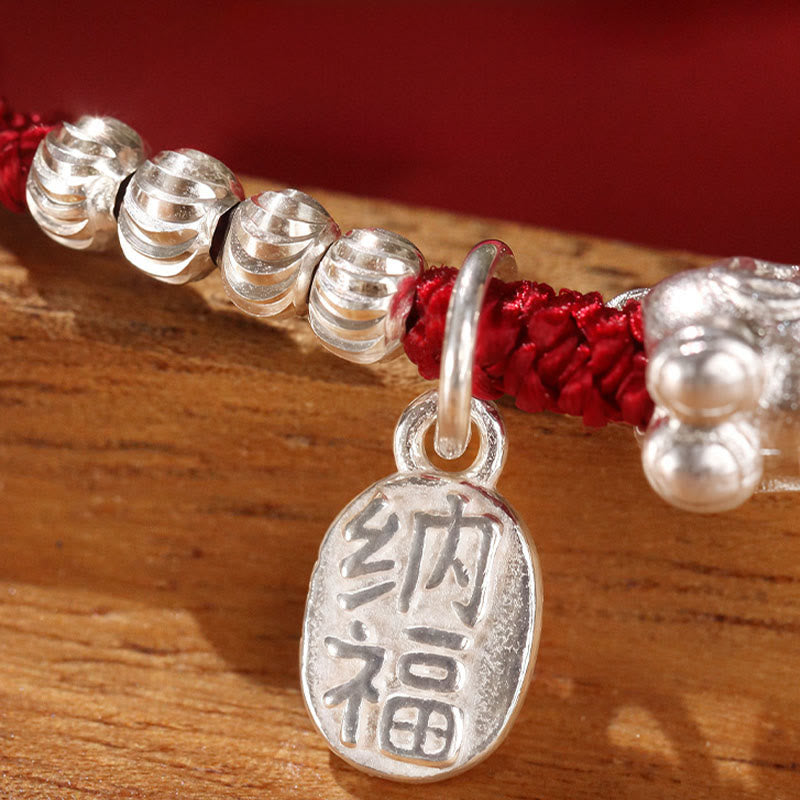 Buddha Stones Jaar van het Paard Cinnaber Hetian Jade 999 Sterling Zilveren Rode Koord Armband - image 13