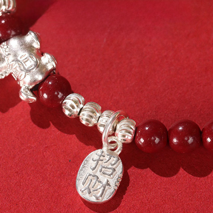 Buddha Stones Jaar van het Paard Cinnaber Hetian Jade 999 Sterling Zilveren Rode Koord Armband - image 11