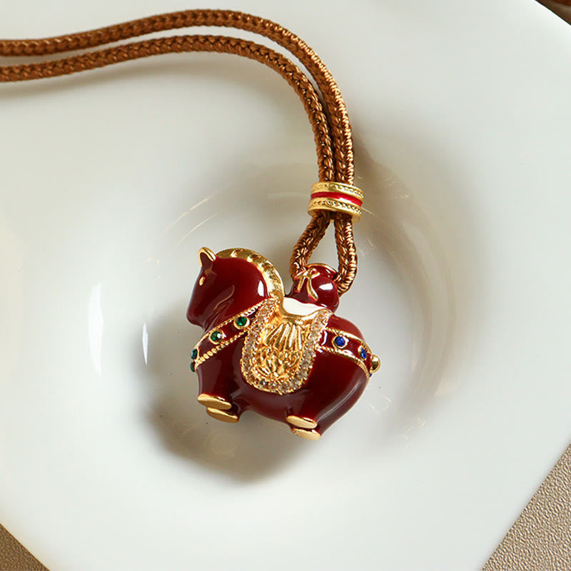 Buddha Stones Jaar van het Paard Koperen Balans Ketting - image 3