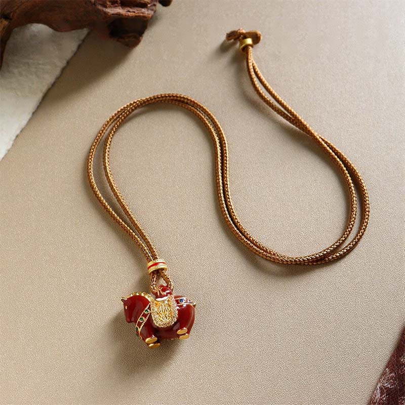 Buddha Stones Jaar van het Paard Koperen Balans Ketting - image 1