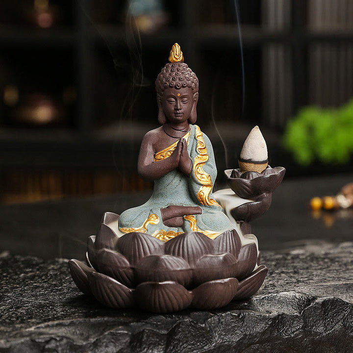 Buddha Stones Boeddha Sereniteit Huisdecoratie Wierook - Groene Boeddha met gebedswens (9,1*7,8*10,7 cm) - image 25
