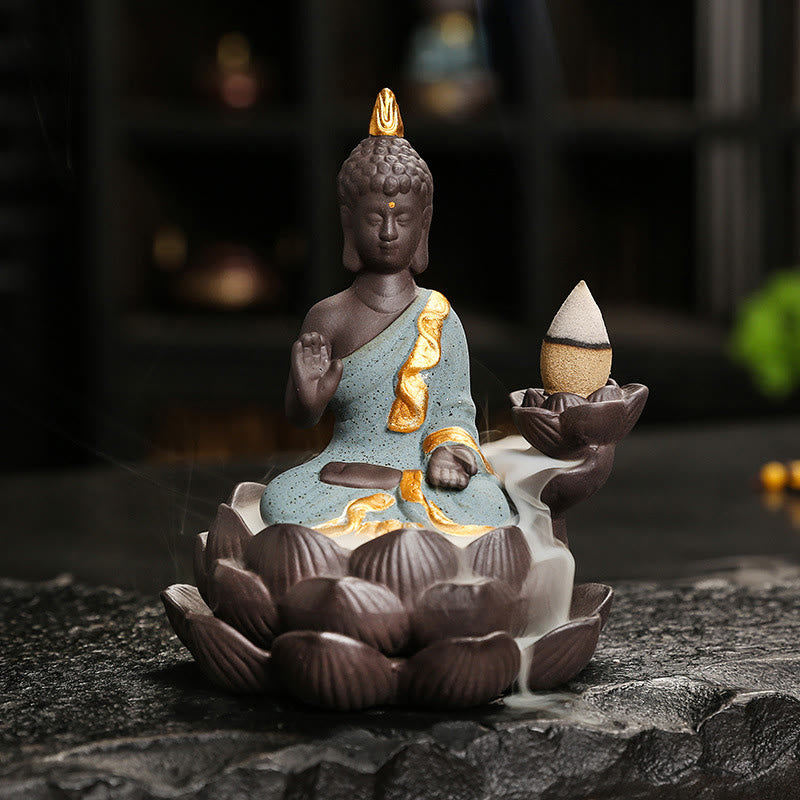 Buddha Stones Boeddha Sereniteit Huisdecoratie Wierook - Groene Boeddha-vijver (9,1*7,8*10,7 cm) - image 24