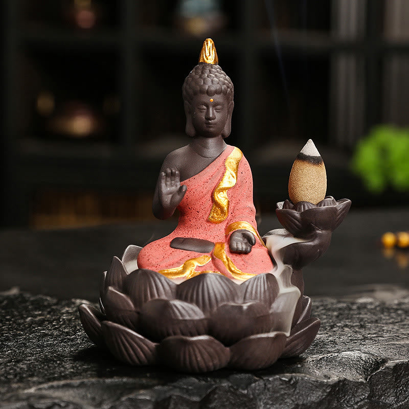 Buddha Stones Boeddha Sereniteit Huisdecoratie Wierook - Rode Boeddha-vijver (9,1*7,8*10,7 cm) - image 8