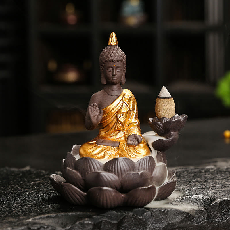 Buddha Stones Boeddha Sereniteit Huisdecoratie Wierook - Gouden Boeddha-vijver (9,1*7,8*10,7 cm) - image 3