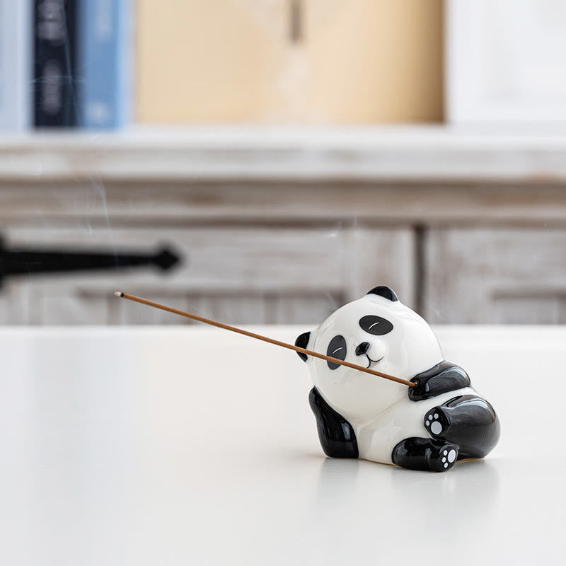 Buddha Stones Panda-vormige Wierook voor huisdecoratie - Panda met samengeknepen ogen (8,5*6*7 cm) - image 8