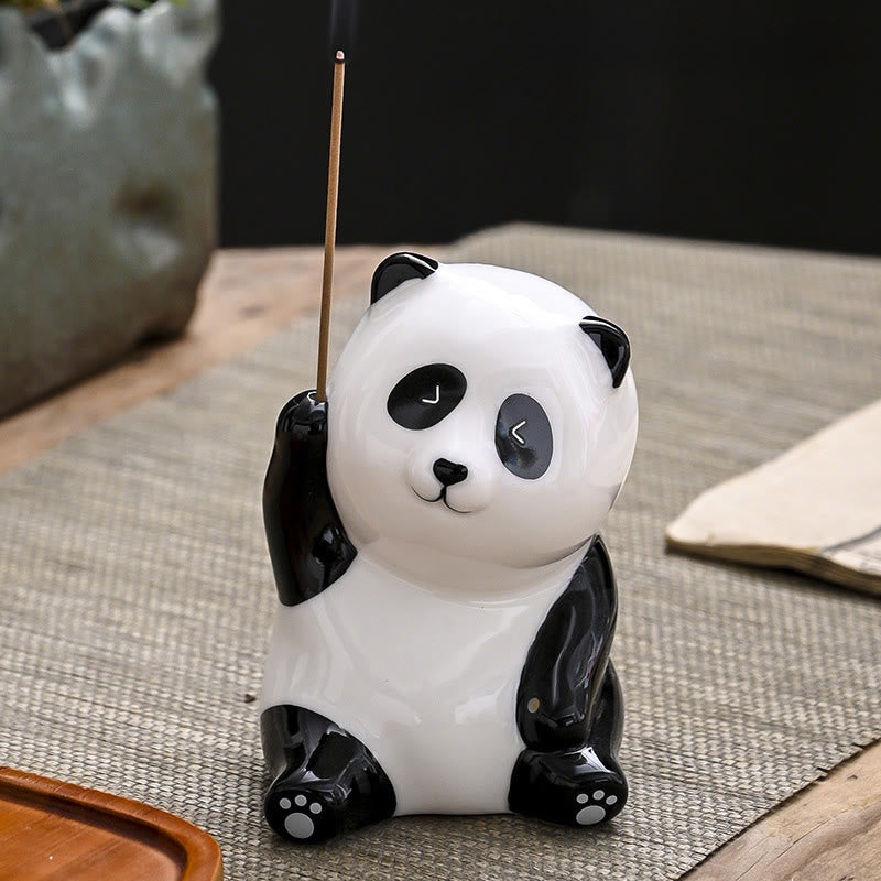 Buddha Stones Panda-vormige Wierook voor huisdecoratie - Panda met opgestoken hand (8,5*6*7 cm) - image 9