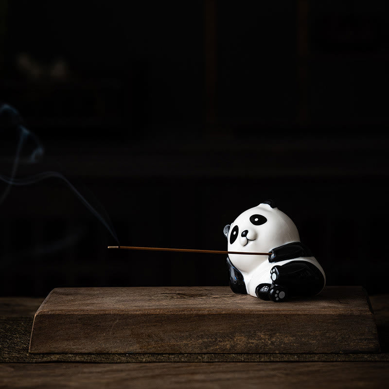 Buddha Stones Panda-vormige Wierook voor huisdecoratie - Panda met open ogen (8,5*6*7 cm) - image 0