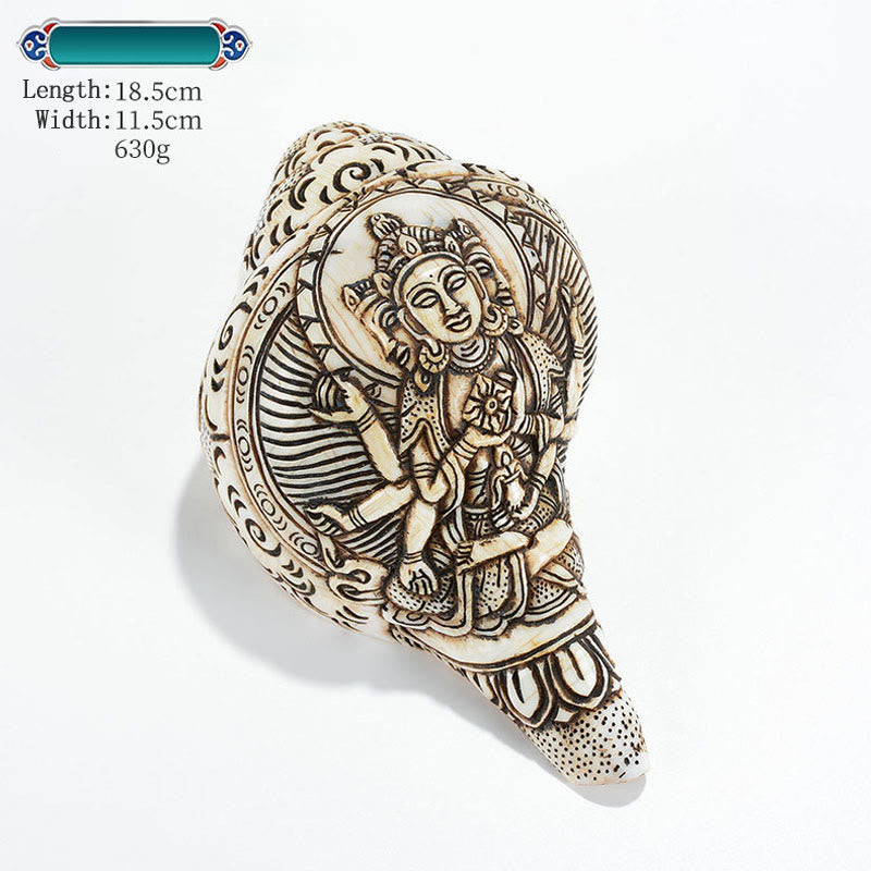 Tibetaanse handgemaakte gegraveerde Shankha Boeddha Avalokitesvara Conch Shell rijkdom decoratie - ZUṣṇīṣa-vijayā Boeddha 18,5*11,5 cm - image 19