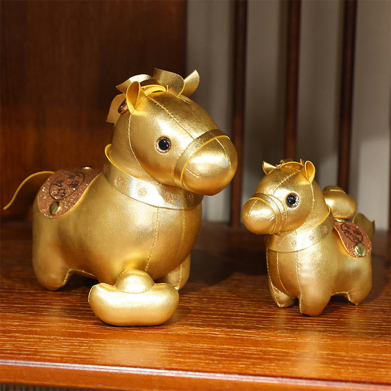 Buddha Stones Gouden baar van het Jaar van het Paard, schattige ponypop, symbool van welvaart voor huisdecoratie - image 0