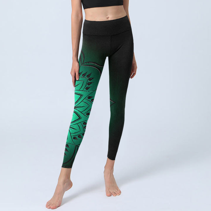 Buddha Stones Donkere yogalegging met mandala-patroon voor dames - image 5