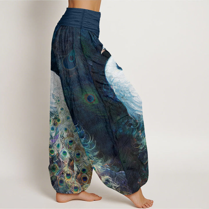 Buddha Stones 100% Cotton voor dames met elastische Taille en prachtig pauwenpatroon - image 2