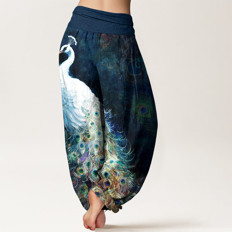 Buddha Stones 100% Cotton voor dames met elastische Taille en prachtig pauwenpatroon - image 1