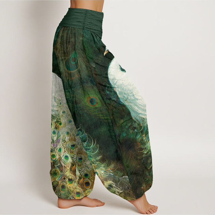 Buddha Stones 100% Cotton voor dames met elastische Taille en prachtig pauwenpatroon - image 7