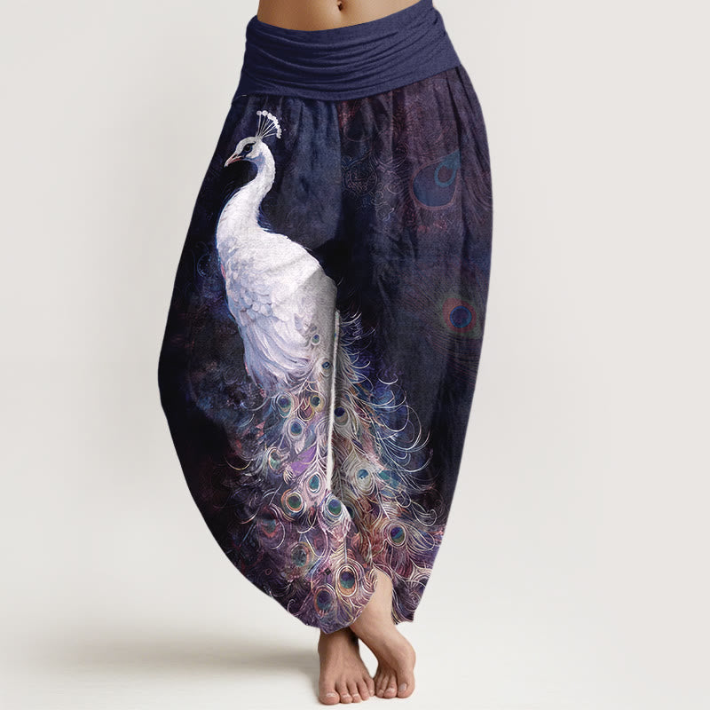 Buddha Stones 100% Cotton voor dames met elastische Taille en prachtig pauwenpatroon - Indigo - US16, UK/AU20, EU48 (3XL) - image 8