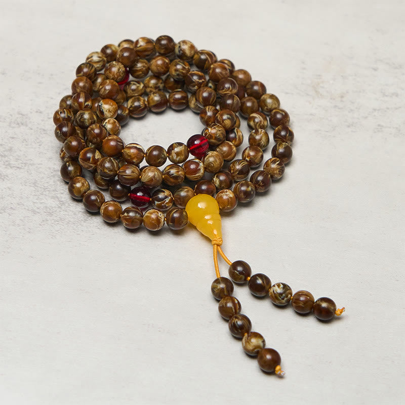 Buddha Stones 108 kralen veelkleurige barnsteen kalebas bedel Mala - 12mm - image 0