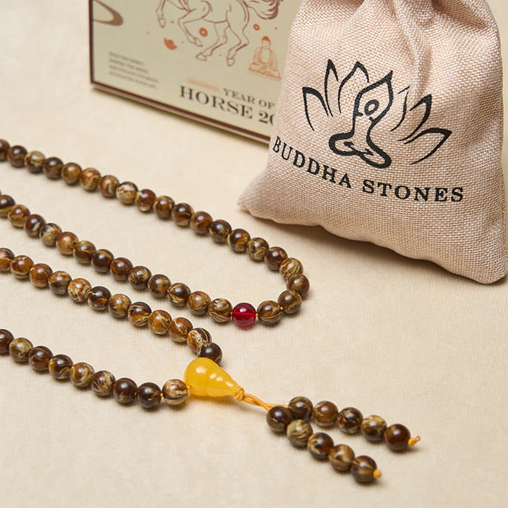 Buddha Stones 108 kralen veelkleurige barnsteen kalebas bedel Mala - image 4