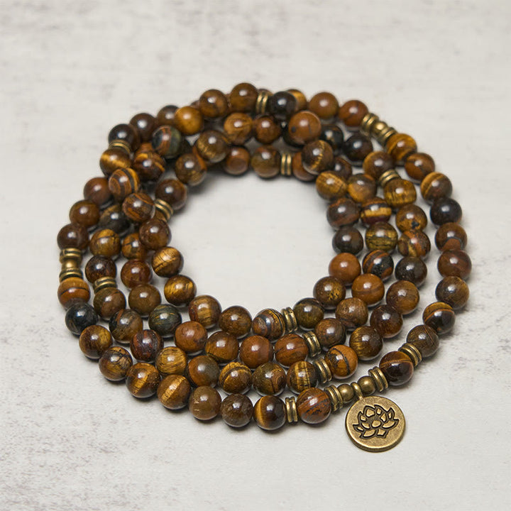 Buddha Stones Lotussymbool Tijgeroog Kralen Kracht Mala - image 1