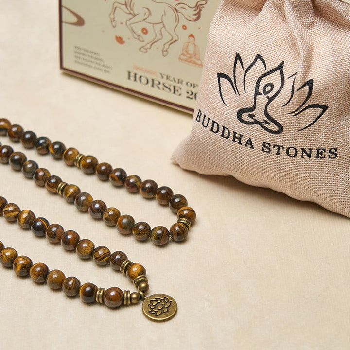 Buddha Stones Lotussymbool Tijgeroog Kralen Kracht Mala - image 5