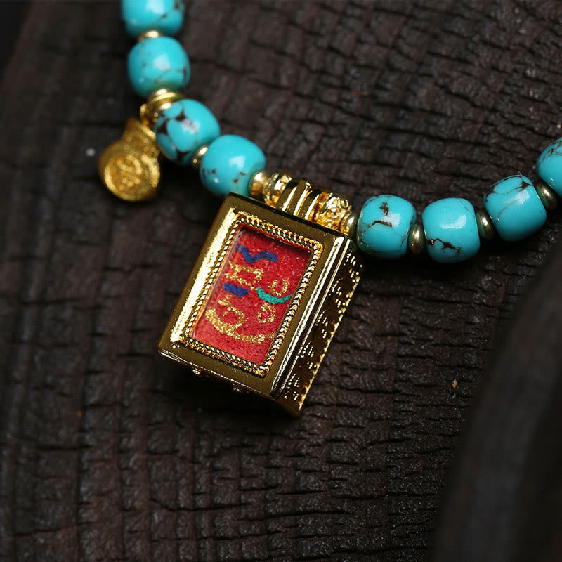 Buddha Stones Thangka Gau amuletdoosje turkooizen Fu karakter Armband - image 4