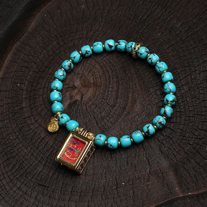 Buddha Stones Thangka Gau amuletdoosje turkooizen Fu karakter Armband - image 1