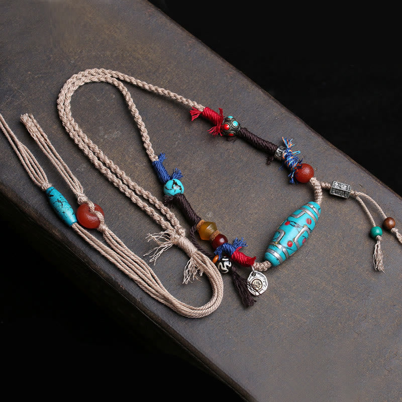 Buddha Stones Koperen turkooizen Dzi-kraal gelukshangers voor Ketting - image 1