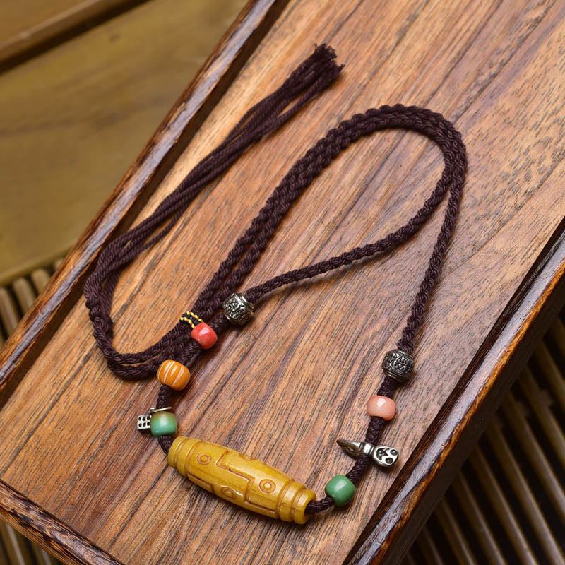 Buddha Stones Koperen negenoog Dzi-kraal, beenkraal, geluks- en Ketting - Stijl A - image 0