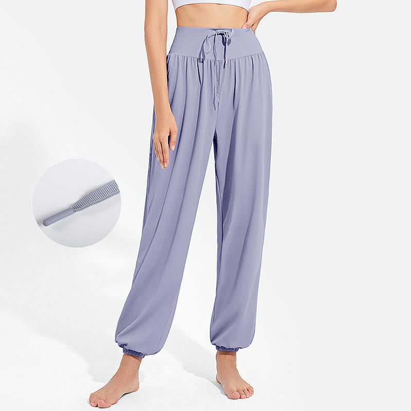 Buddha Stones Effen harembroek met trekkoord en elastische Taille voor dames, sportbroek, yogabroek met Zakken. - Lichtstaalblauw - US8-10，UK/AU12-14，EU40-42 (2XL) - image 0