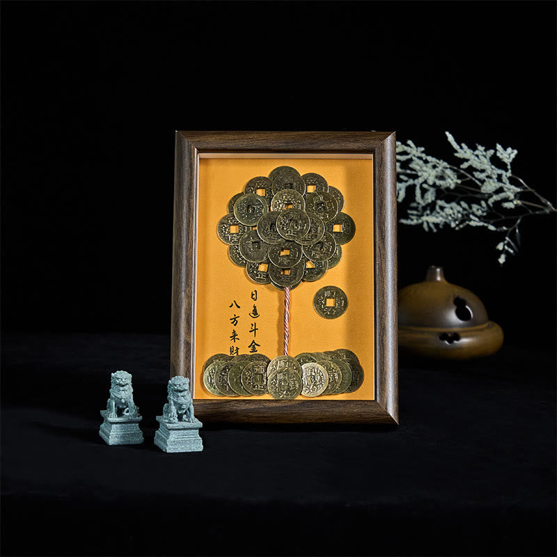 Buddha Stones Vijf Keizersmunten Boom Geluk Aantrekken Bescherming Fotolijst Ornament Woondecoratie - image 1