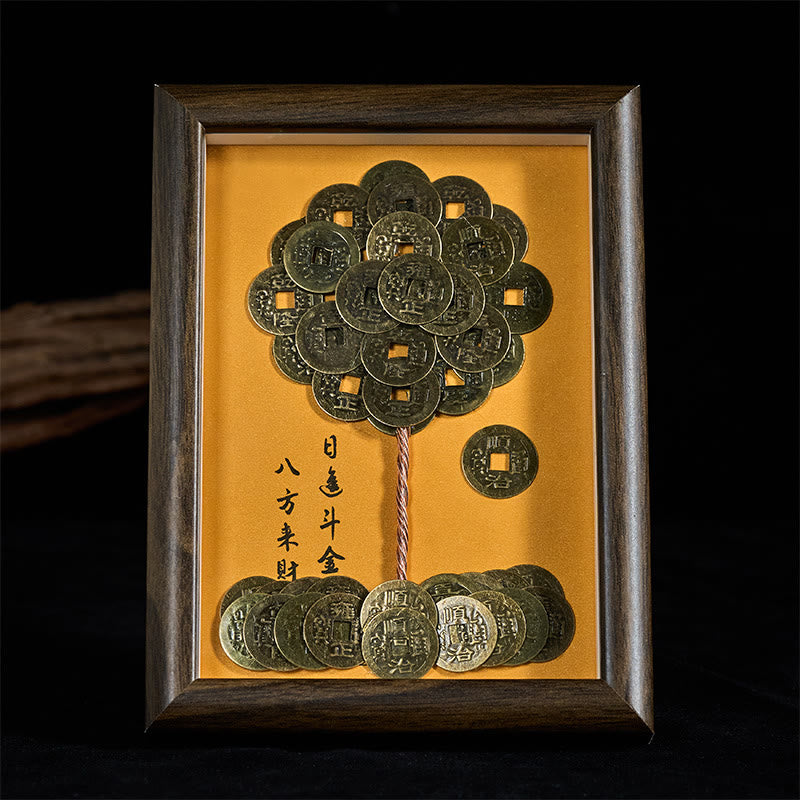 Buddha Stones Vijf Keizersmunten Boom Geluk Aantrekken Bescherming Fotolijst Ornament Woondecoratie - Vijf Keizermuntenboom - image 0