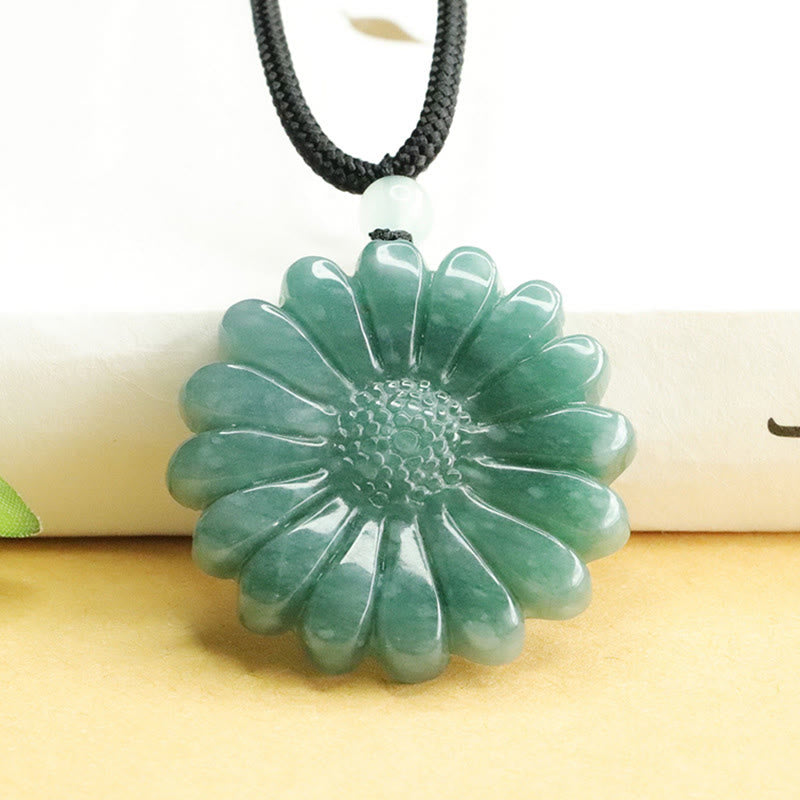Buddha Stones Zonnebloem Jade Overvloed Ketting - Jade - image 0