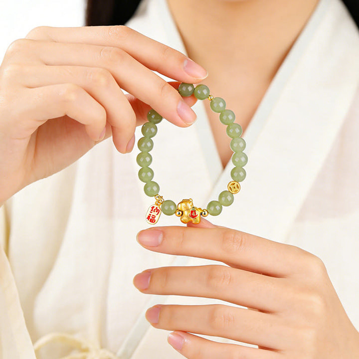 Buddha Stones Hetian Jade Armband, symbool van het Jaar van het Paard - image 3
