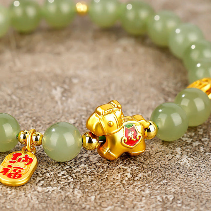 Buddha Stones Hetian Jade Armband, symbool van het Jaar van het Paard - image 10