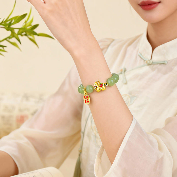 Buddha Stones Hetian Jade Armband, symbool van het Jaar van het Paard - image 4