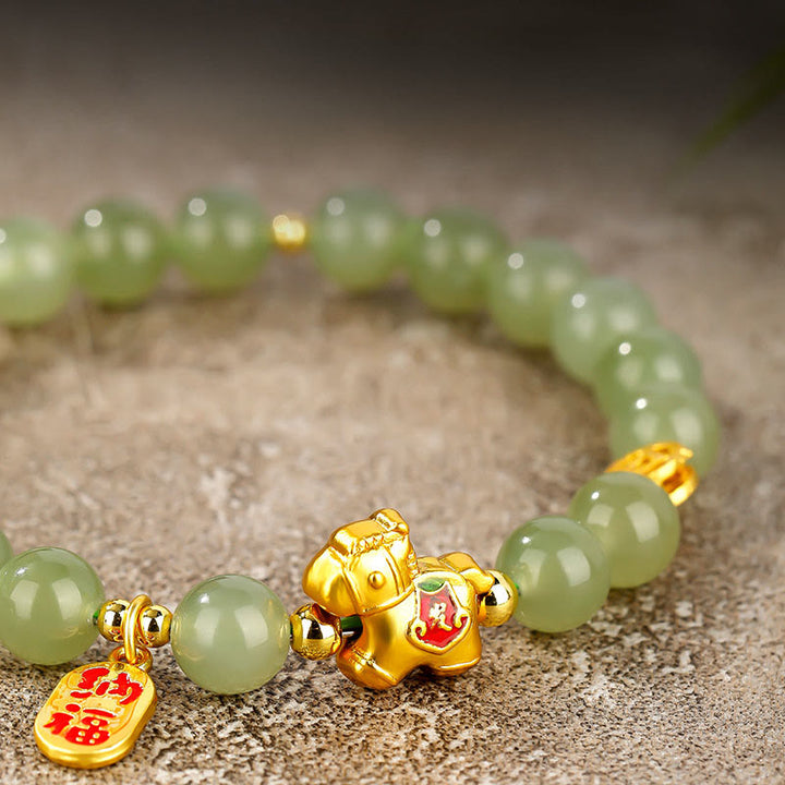 Buddha Stones Hetian Jade Armband, symbool van het Jaar van het Paard - image 9