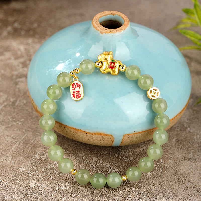 Buddha Stones Hetian Jade Armband, symbool van het Jaar van het Paard - image 2