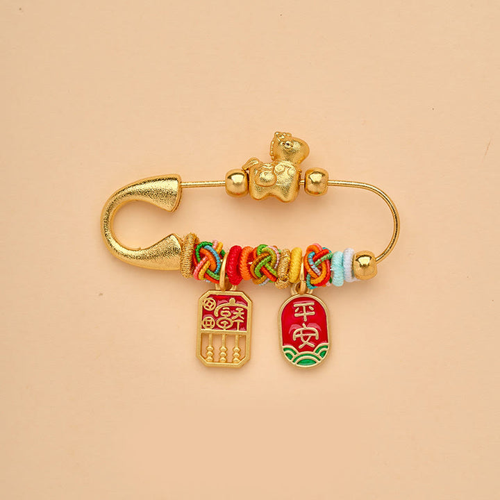 Buddha Stones Jaar van het Paard Fu Karakter Lotus Aantrekkelijk Geluk Ruyi Handvat Vredesgesp Broche - Veilig Paard - image 2
