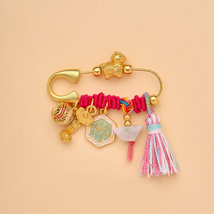 Buddha Stones Jaar van het Paard Fu Karakter Lotus Aantrekkelijk Geluk Ruyi Handvat Vredesgesp Broche - Ruyi-paard - image 10