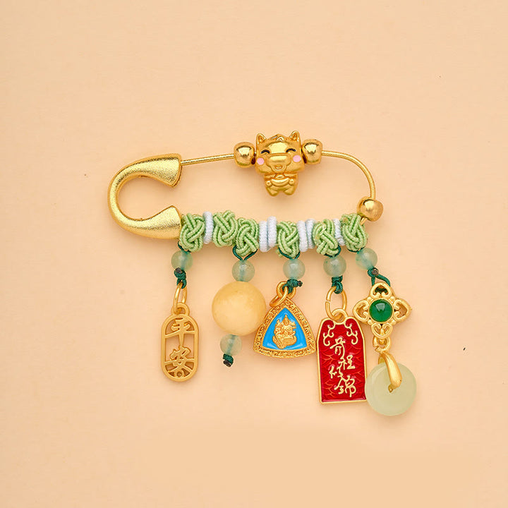 Buddha Stones Jaar van het Paard Fu Karakter Lotus Aantrekkelijk Geluk Ruyi Handvat Vredesgesp Broche - Veilige, stralende toekomst, vredesgesp - image 14