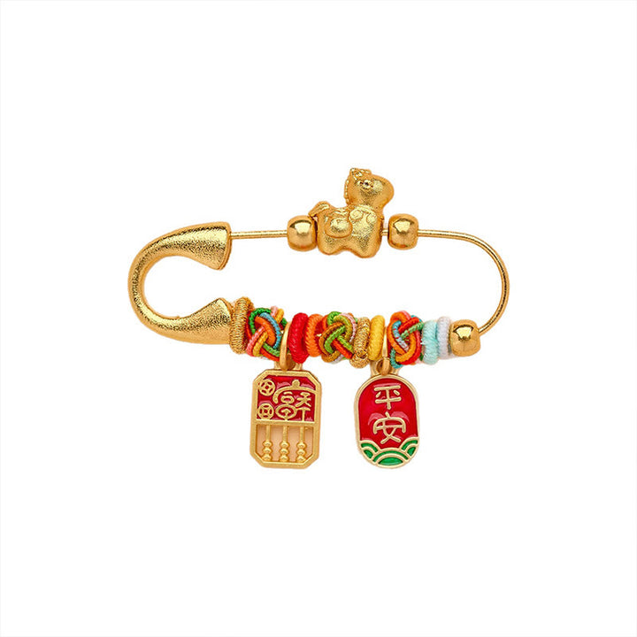 Buddha Stones Jaar van het Paard Fu Karakter Lotus Aantrekkelijk Geluk Ruyi Handvat Vredesgesp Broche - image 3