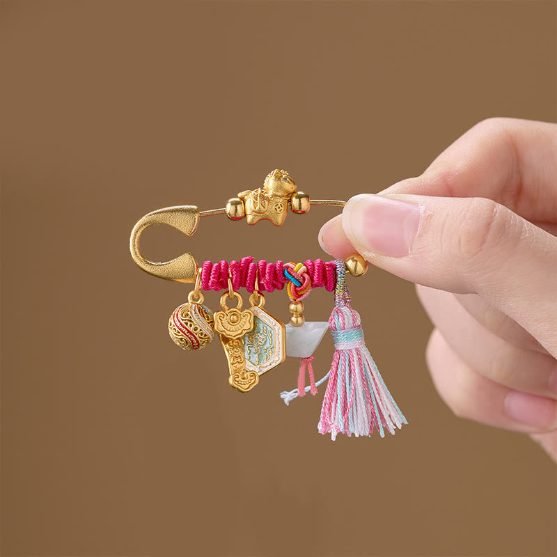 Buddha Stones Jaar van het Paard Fu Karakter Lotus Aantrekkelijk Geluk Ruyi Handvat Vredesgesp Broche - image 11