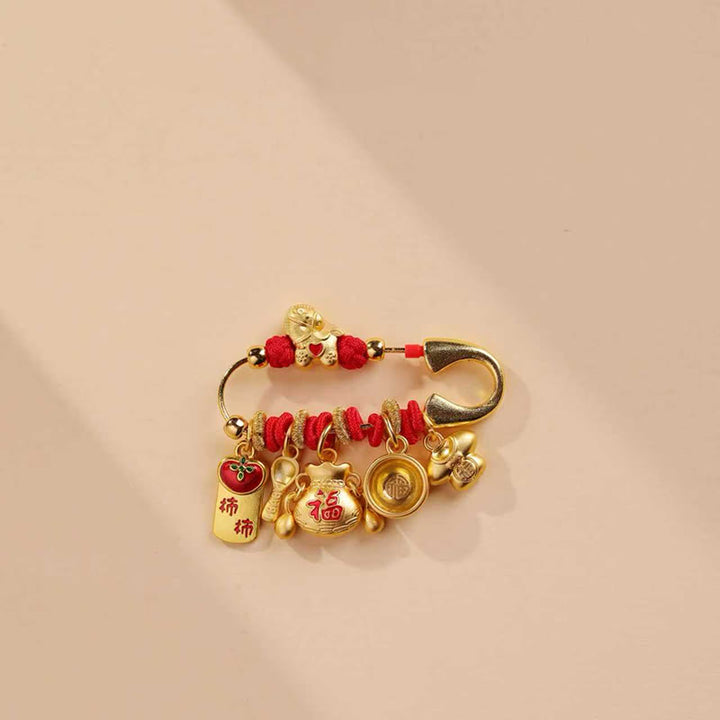 Buddha Stones Jaar van het Paard Fu Karakter Levensduur Slot Ruyi Handvat Geluk Broche - Fu Karakter Paard - image 1