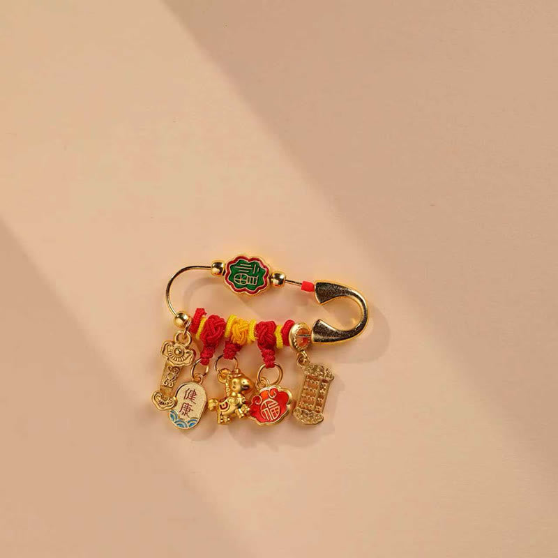 Buddha Stones Jaar van het Paard Fu Karakter Levensduur Slot Ruyi Handvat Geluk Broche - Ruyi Fu-personage Gezond paard - image 2