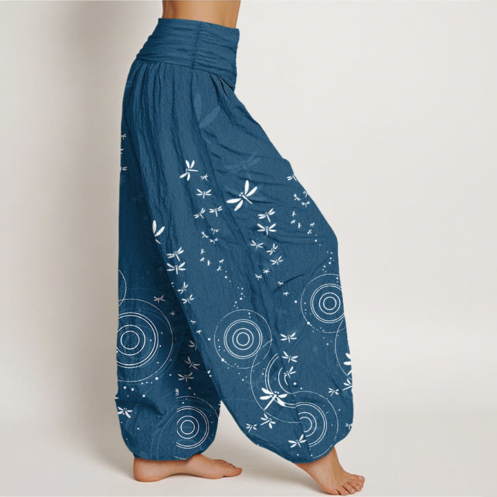 Buddha Stones Harembroek voor dames met elastische Taille en cirkelvormige lijnen van libelle , 100% Cotton - image 7