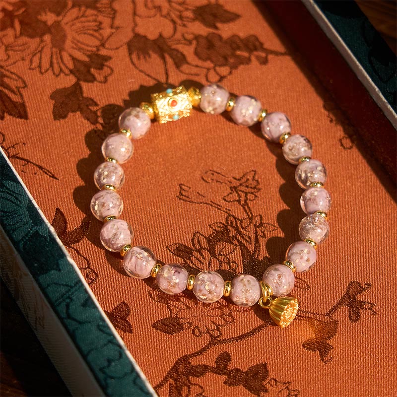 Buddha Stones Paarse Liuli glazen Armband - image 2