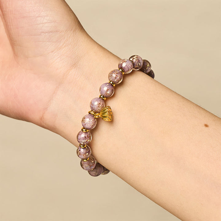 Buddha Stones Paarse Liuli glazen Armband - image 4