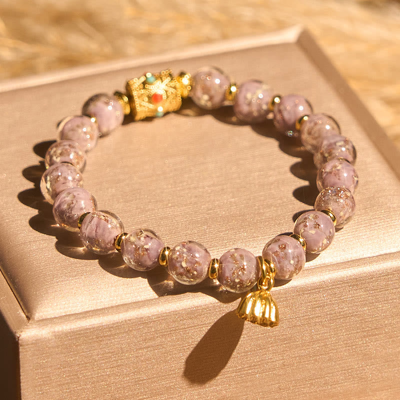 Buddha Stones Paarse Liuli glazen Armband - Liuli Glass (Polsomtrek: 15-16 cm) - image 0